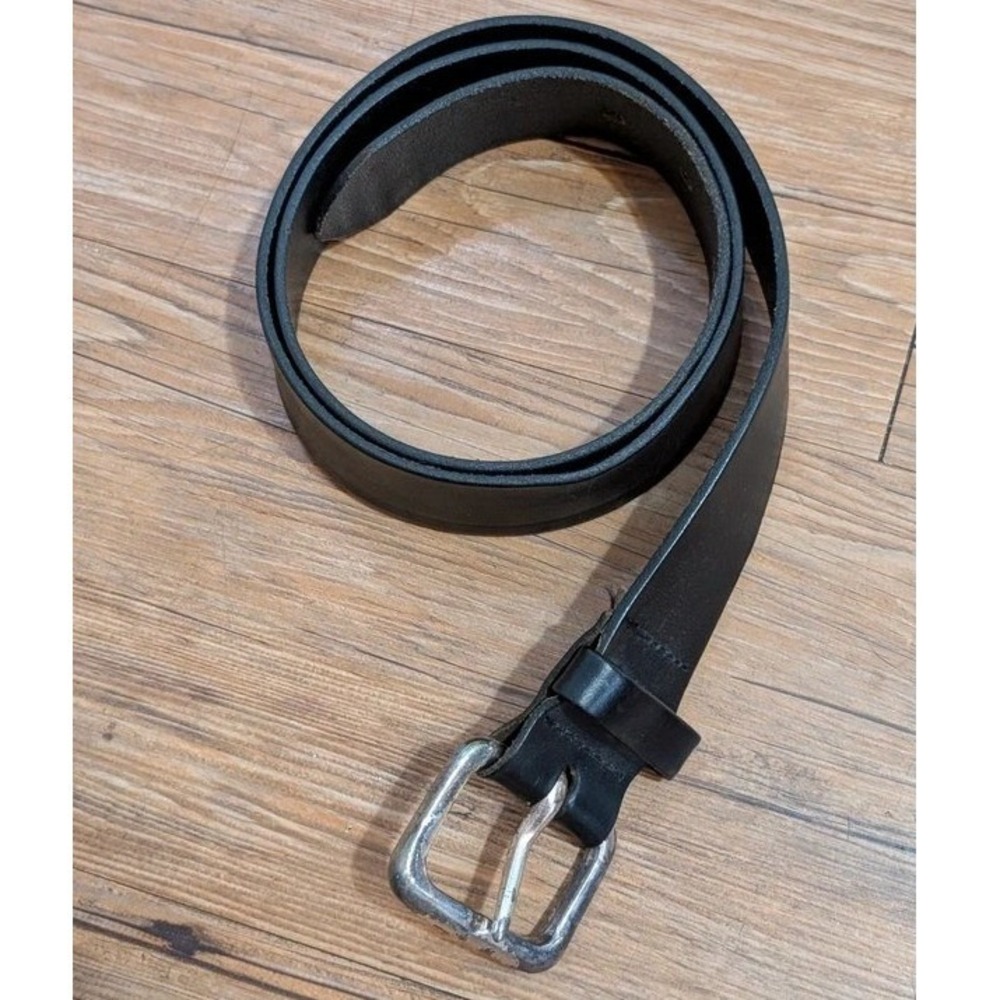 Express Black Genuine Italian Leather Belt Silver Buckle Made in USA Womens M